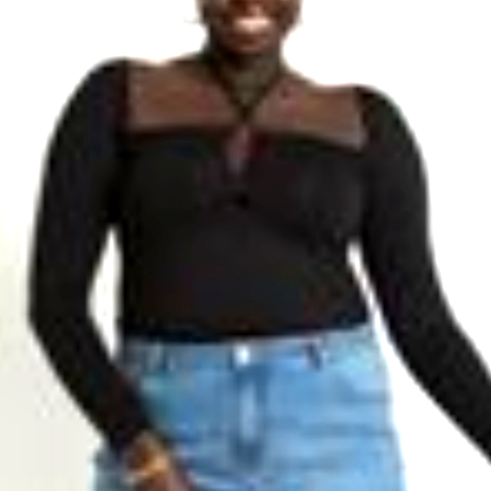 Black size 20 square wide neck keyhole halter blouse by Eloquii